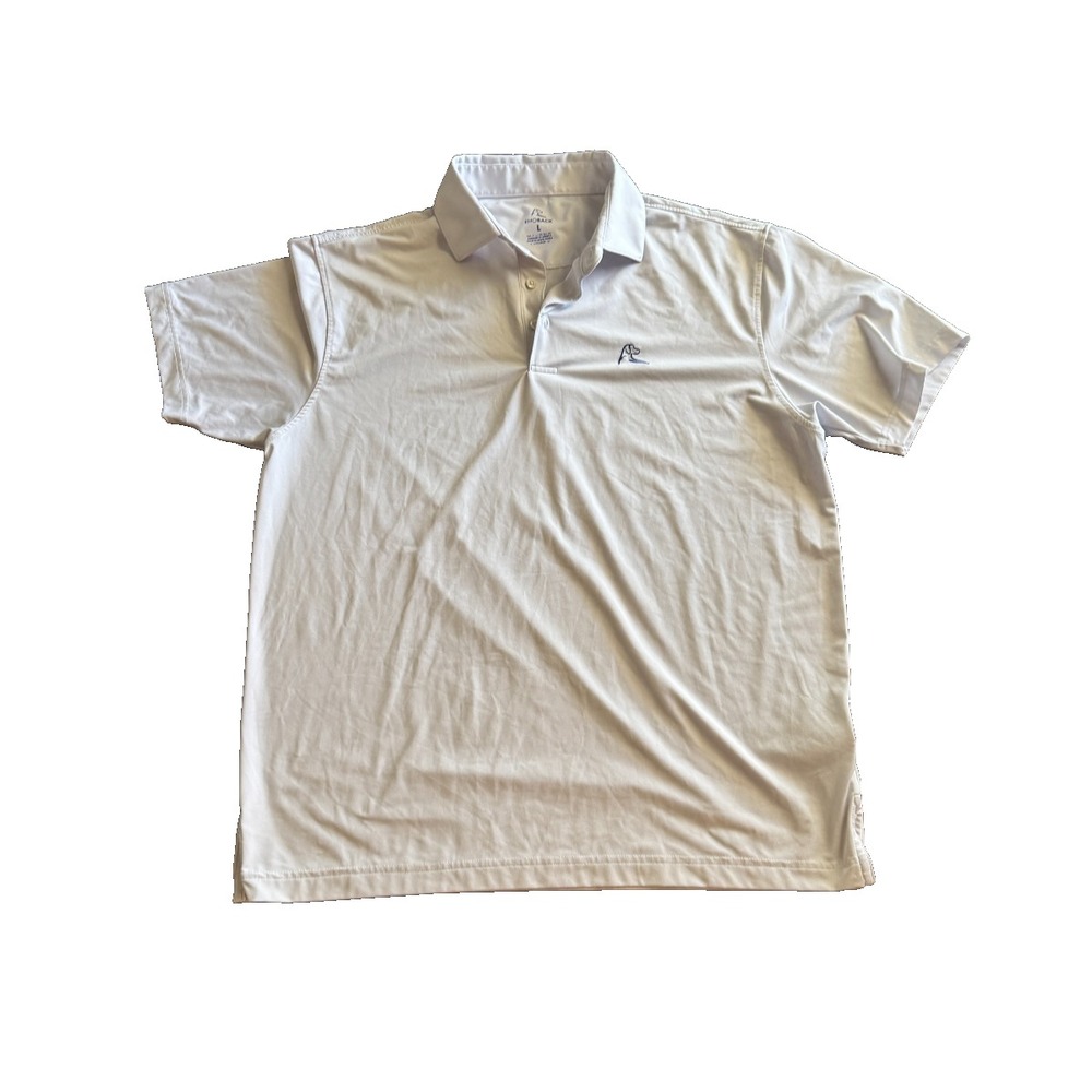 Rhoback Golf Polo Shirt White Large Solid Logo Preppy Sport Stretch